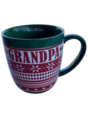 Hallmark Ugly Sweater Grandpa Green & Red Holiday 12 oz. Coffee Mug 3.75" Tall